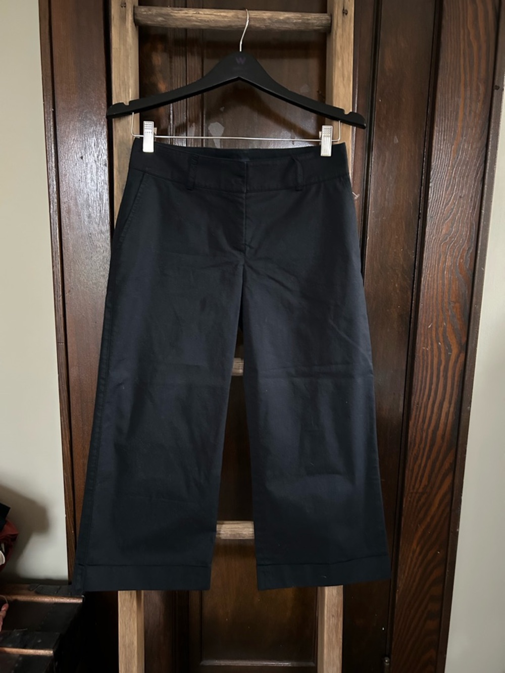 Piazza Sempione Black Trousers with wide leg cuff, size 38 Italy, US 2-4